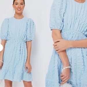 Tuckernuck Hyacinth House Blue Emersyn Textured Short Sleeve Mini Dress Size XS